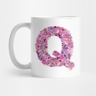 Pink Floral Letter Q Mug